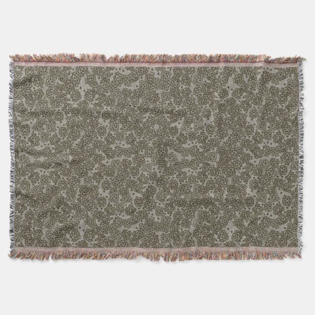 Vår Blommar, gråskala, blommönster Mysfilt (Framsidan)