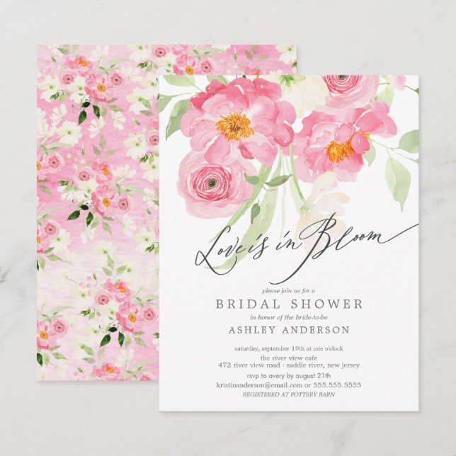 Vår Blommar Kärlek är i blobinbjudan Inbjudningar (Fram/baksida)