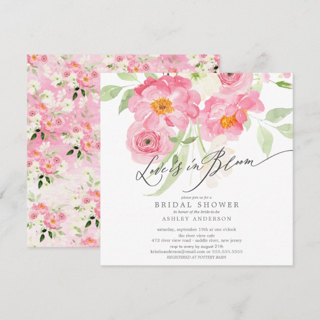 Vår Blommar Kärlek är i blobinbjudan Inbjudningar (Fram/baksida)