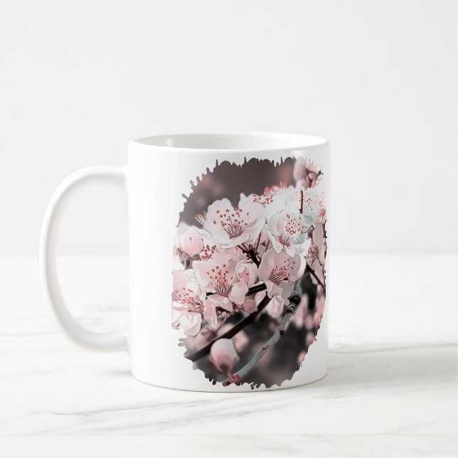 Vår Blommar Rosa för prydnadsillustration Kaffemugg (Vänster)
