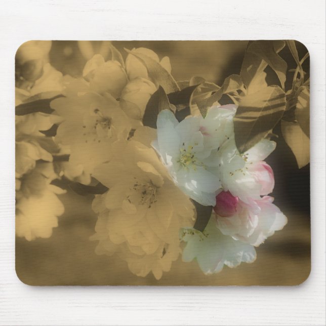 Vår Blommar Sepia Flowers Mousepad Musmatta (Framsidan)