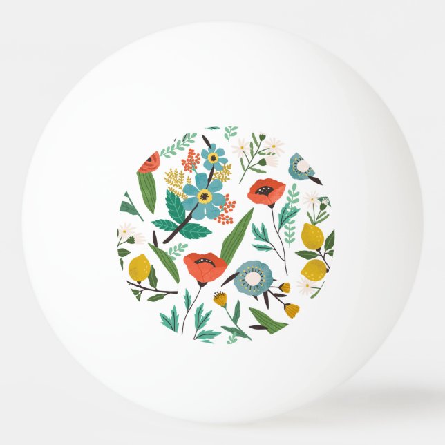 Vår Blommar: Sömlöst Blommönster Pingisboll (Framsidan)