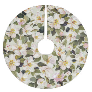 Vår Blommar Träd Grenar Mönster Julgransmatta Borstad Polyester