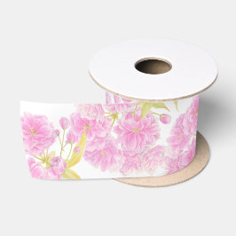 Vår blommar vattenfärgsfärg rosa, grönt vit band