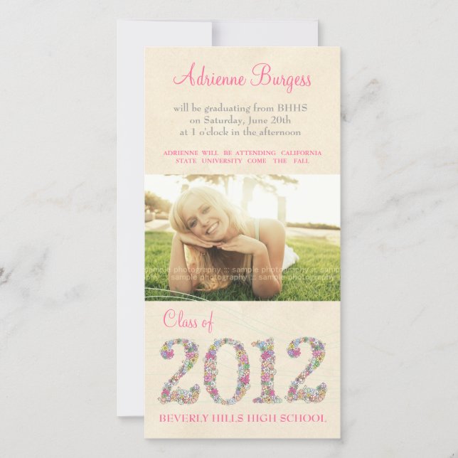 Vår Blommars klass för Studenten 2012 PhotoCard Meddelande (Framsida)