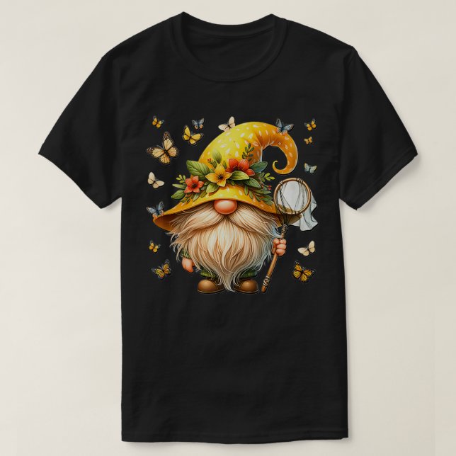 Vår-blommig Gnome-grafik för trädgårdsmatta T Shirt (Design framsida)