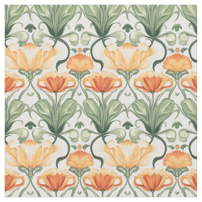 Vår Blommigt Art nouveau Tyg (Närbild)