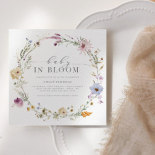 Vår Blommigt Baby i Bloom Square Baby Shower   Inbjudningar