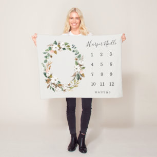 Vår Blommigt Baby milstolpe Blankett Fleecefilt