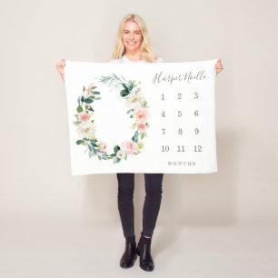 Vår Blommigt Baby milstolpe Blankett Fleecefilt