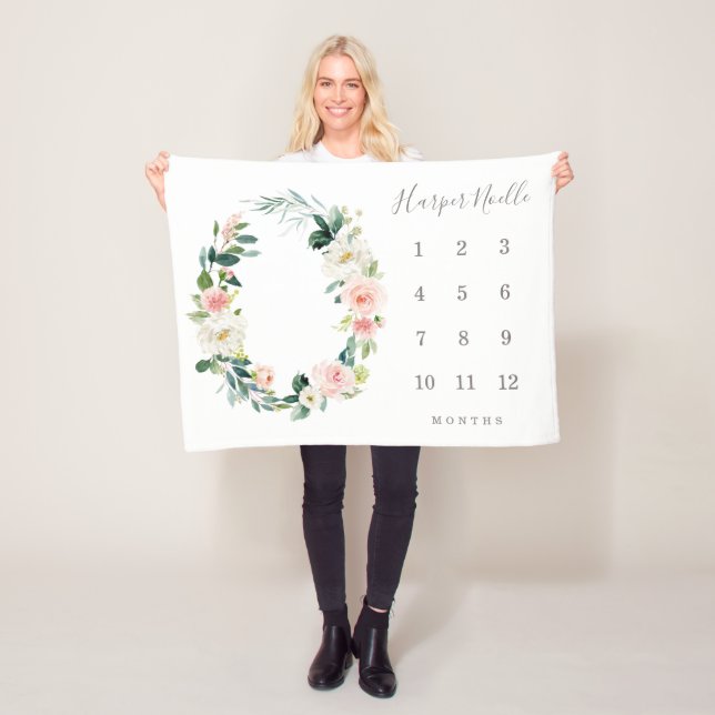 Vår Blommigt Baby milstolpe Blankett Fleecefilt (På plats)