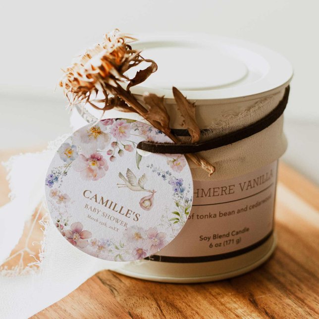 Vår Blommigt Baby Shower Tack Gåvor Etiketter (Boho Wildflower Baby Shower Thank  you tag)