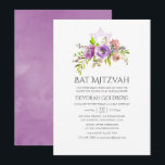 Vår Blommigt Bat mitzvah Inbjudningar<br><div class="desc">Lila och persikor ro och peonies blommigt bat mitzvah inbjudningar med elegant handskriftstypografi.</div>
