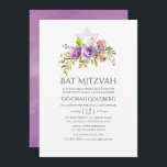 Vår Blommigt Bat mitzvah Inbjudningar<br><div class="desc">Lila och persikor ro och peonies blommigt bat mitzvah inbjudningar med elegant handskriftstypografi.</div>