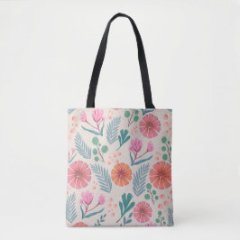 Vår Blommigt Botanical Mönster Colorful Tote Bag Tygkasse