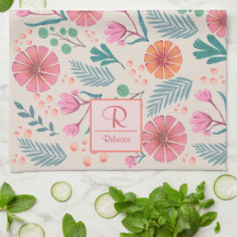 Vår Blommigt Botanical Mönster Kitchen Towel Kökshandduk