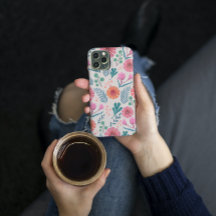 Vår Blommigt Botaniskt Mönster färgat Mobilt Cas