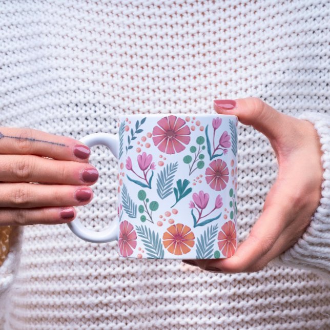 Vår Blommigt Botaniskt Mönster färglöst Mugg (Skapare uppladdad)