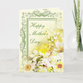 Vår Blommigt Bouquet Mors dag-hälsningskort Kort