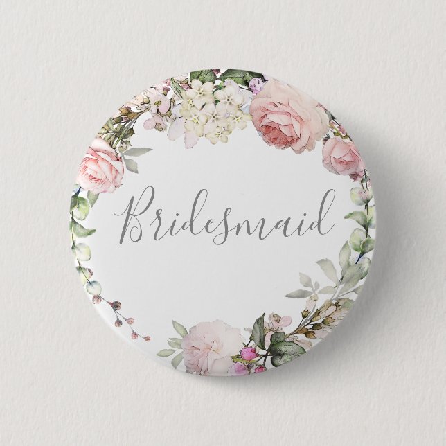 Vår Blommigt Bridesmaid Button Knapp (Framsida)