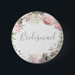 Vår Blommigt Bridesmaid Button Knapp<br><div class="desc">Anpassningsbar</div>