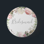 Vår Blommigt Bridesmaid Button Knapp<br><div class="desc">Anpassningsbar</div>