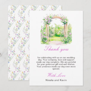 Vår Blommigt Bröllop Arch Tack Kort