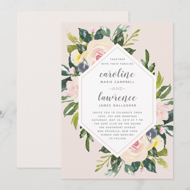 Vår Blommigt  | Bröllopsinbjudan Inbjudningar (Fram/baksida)