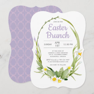 Vår Blommigt Brunch för utandning Påsk eller Party Inbjudningar