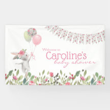 Vår Blommigt Bunny Baby Shower Banner