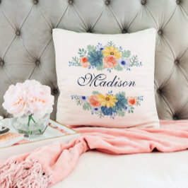 Vår Blommigt Chic Modern Personlig Namn Kudde