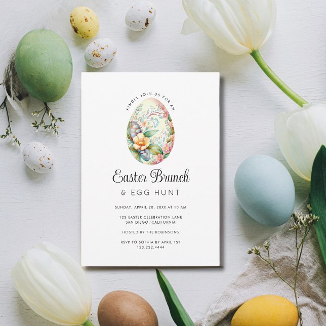 Vår Blommigt Egg Hunt Påsk Brunch Party Inbjudningar (Skapare uppladdad)