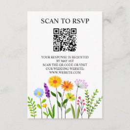 Vår Blommigt Elegant QR-kod Bröllop OSA Tilläggskort