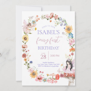 Vår Blommigt Fairy First Birthday Inbjudningar