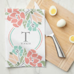 Vår Blommigt Family Monogram Kitchen eller Kökshandduk<br><div class="desc">Den här söta vår-designen har ett monogram som accentueras av korall-, persiko-, grönt- och tealblommor. Klicka på anpassningsknappen om du vill ha mer flexibilitet när du justerar texten! Det finns både variationer i denna design och samordnade produkter i vår butik, zazzle.com/doodlelulu*. Kontakta oss om du behöver den här designen för...</div>