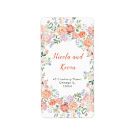 Vår Blommigt Flowers Bröllop Adressetikett