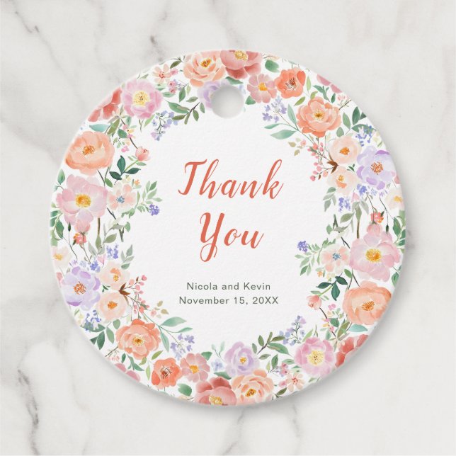 Vår Blommigt Flowers Bröllop Gåvor Etiketter (Framsida)