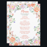 Vår Blommigt Flowers Bröllop Menu Meny<br><div class="desc">Menyn Rustic bröllop med vattenfärgsblommor av blommigt och grön. Perfekt för vår eller sommar bröllop. Ord kan ändras till kostym med dina egna uppgifter eller krav</div>