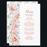 Vår Blommigt Flowers Bröllop Menu Meny<br><div class="desc">Menyn Rustic bröllop med vattenfärgsblommor av blommigt och grön. Perfekt för vår eller sommar bröllop. Ord kan ändras till kostym med dina egna uppgifter eller krav</div>