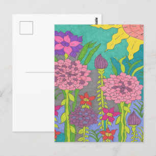 Vår Blommigt Garden Art Vykort