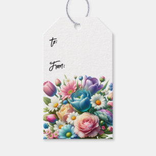 Vår Blommigt Gift-Märkre (uppsättning med 10) Presentetikett