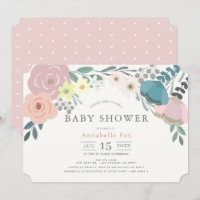 Vår Blommigt Girl Rosa Baby Shower