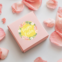 Vår Blommigt Gult Påsk Runt Klistermärke