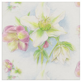 Vår blommigt hellebores vattenfärgsstruktur tyg