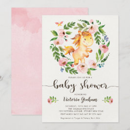  Vår Blommigt Horse Girl Baby Shower Inbjudningar