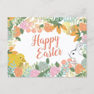 Vår Blommigt Klöver Anka Glad påsk Bunny Helg Vykort