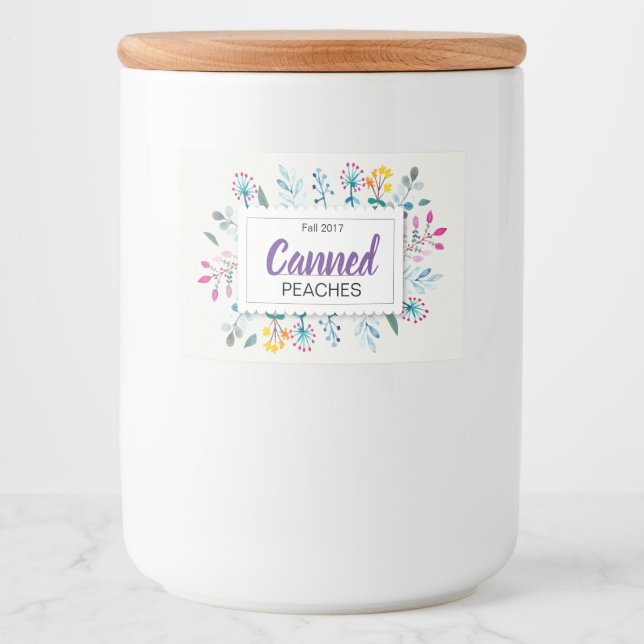 Vår Blommigt konserverade persikor Mat Etiketter (Framsida)