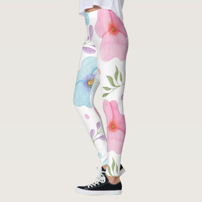 Vår Blommigt Leggings - Rosa Bloom Yoga Byxor (Vänster)