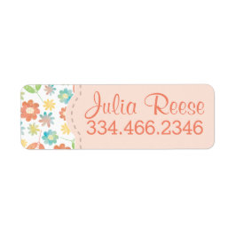 Vår Blommigt & Löv Digital Watercolor Mönster Returadress Etikett