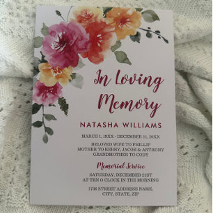 Vår Blommigt Memorial Notification Service Inbjuda Inbjudningar